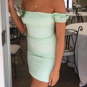 Oh polly light green sage mini dress